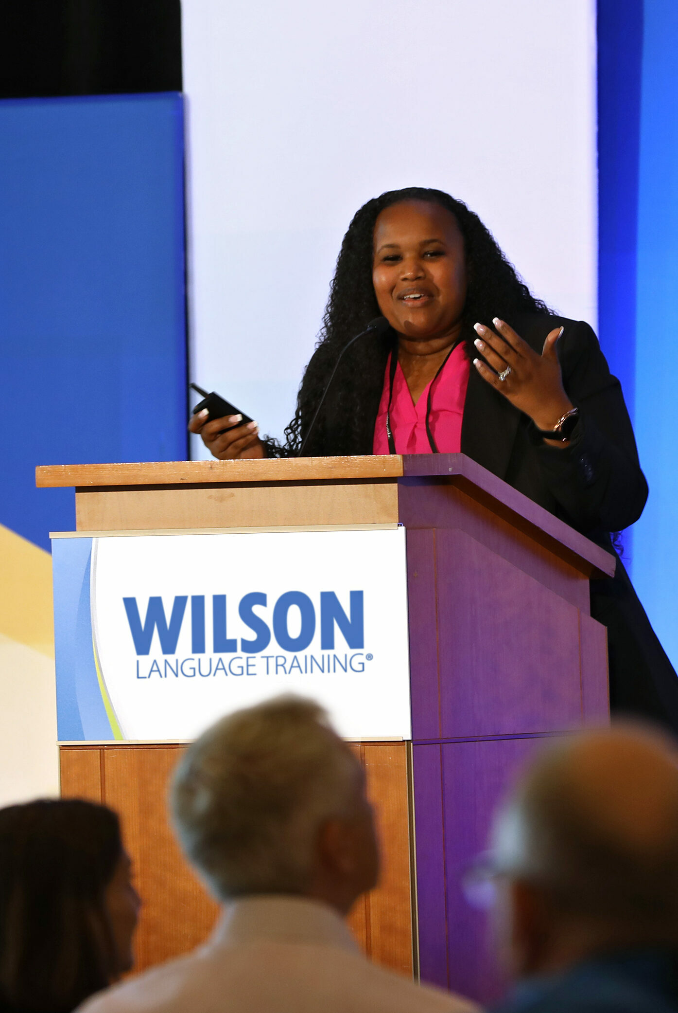 Speaker presents at Wilson Language Training event.