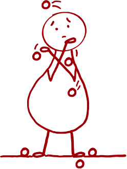 Stick figure juggling, looking overwhelmed