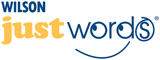 Wilson Just Words® logo with yellow "just" and blue "words