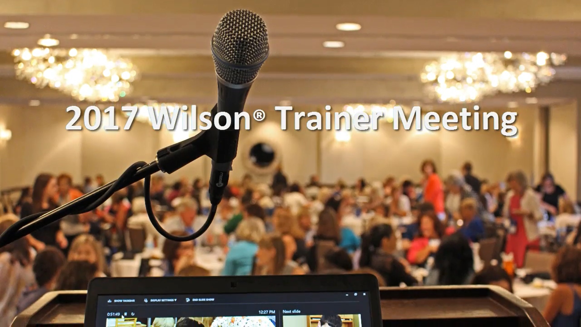 2017 Wilson Trainer Meeting: Microphone in foreground, audience in background