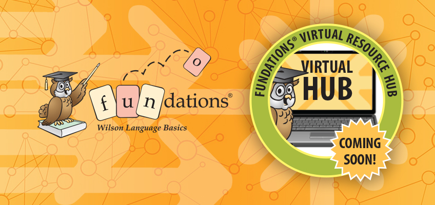 FUN HUB virtual resource hub with Wilson Language Basics owl mascot
