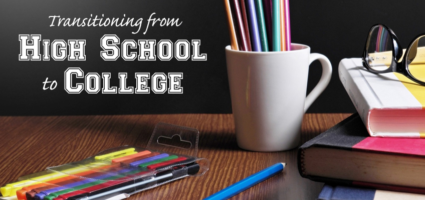 Transitioning from High School to College: Books, pencils, and glasses on a desk