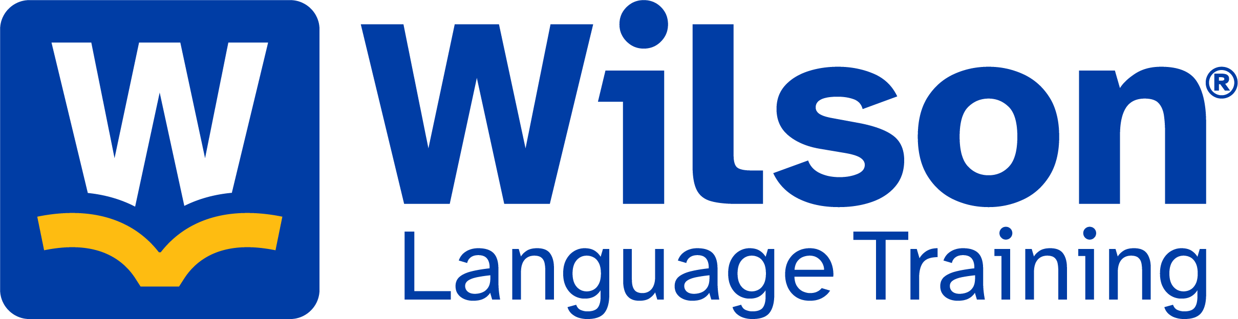Wilson Language Training logo with a blue W and open book symbol