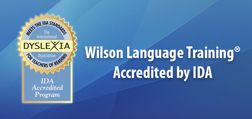 Wilson Language Training IDA Accredited Program badge and text