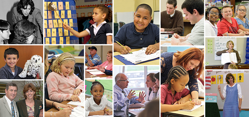 Collage of students and educators learning and teaching, highlighting structured literacy.